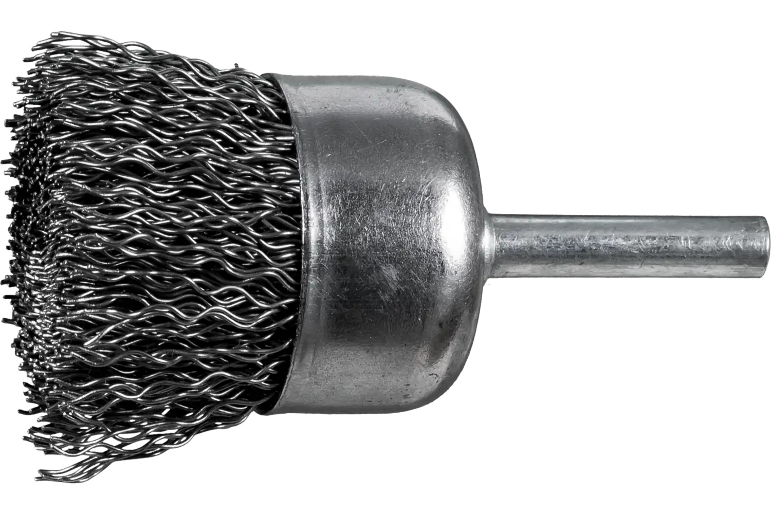 Picture of Pferd Crimped Mounted Cup Brush 1-1/4" Dia. .020 Carbon Steel 1/4" Shank